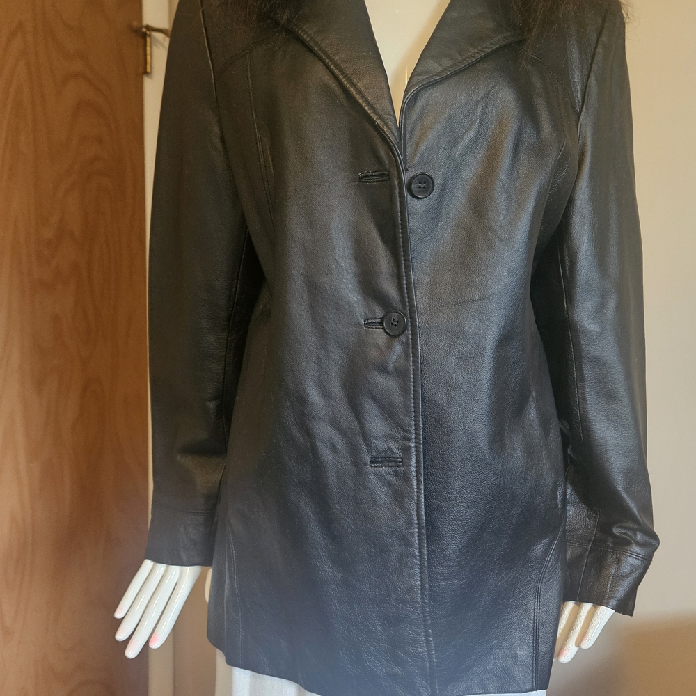 Max & Cleo Classic Black 100% Leather Jacket-Heavy